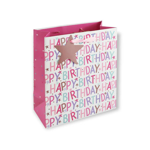 Picture of PINK BIRTHDAY TEXT GIFT BAG